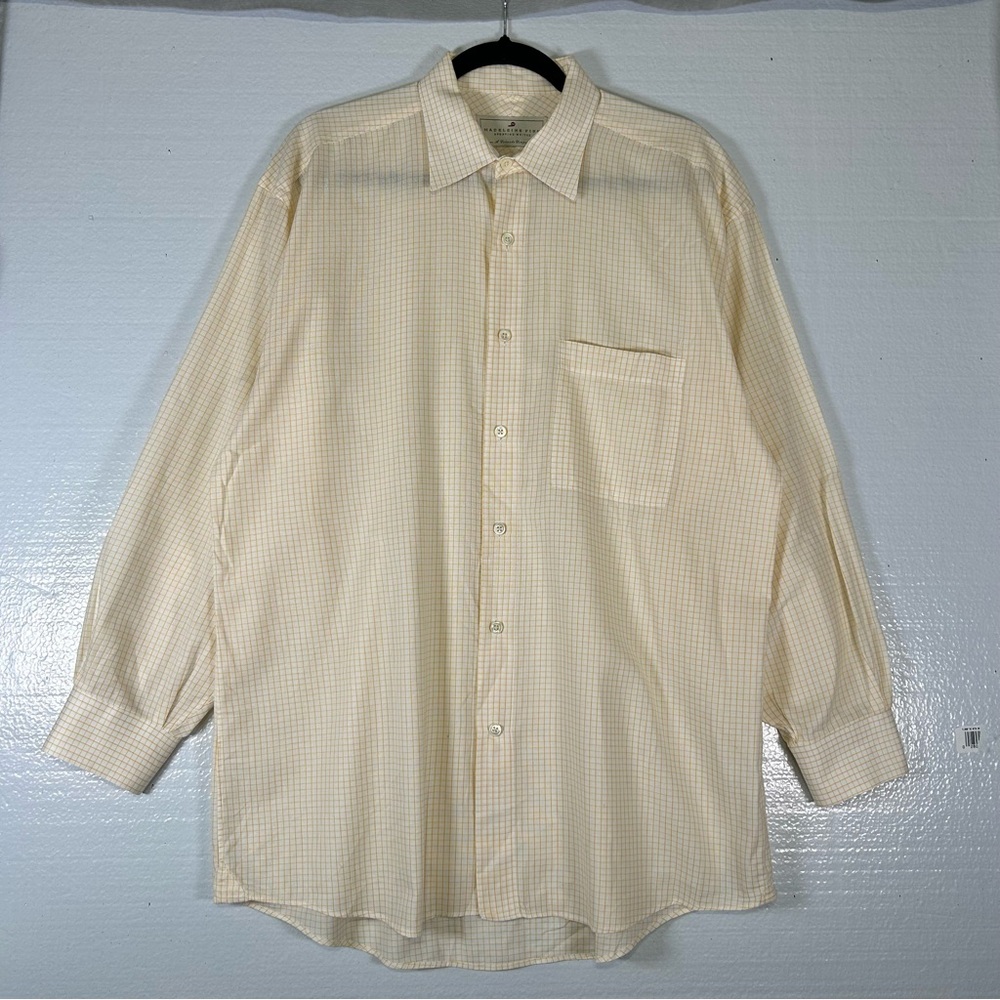 Madeleine Finn Sporting Whites Orange and White Plaid Men's Shirt‎ Size Large